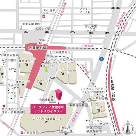 パークシティ武蔵小杉 ミッドスカイタワー 地図（共通）