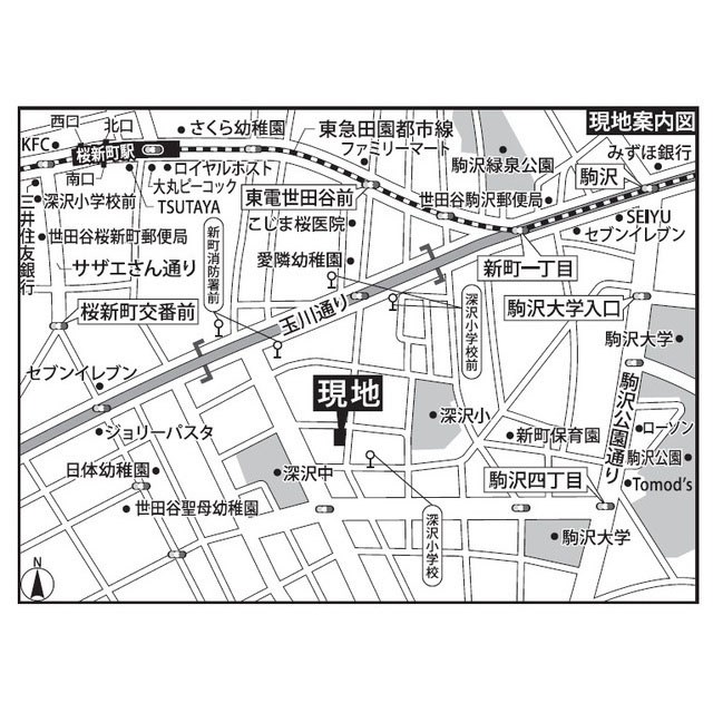 ハイネス深沢 B棟 地図（共通）