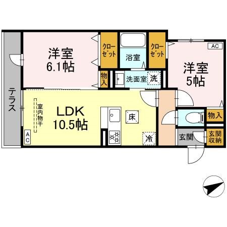 グリーンハウス 102号室 間取り