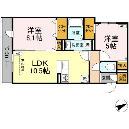 グリーンハウス 302号室 間取り