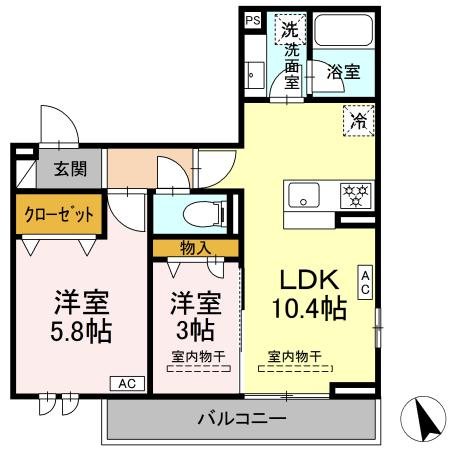 ライラック大船 202号室 間取り