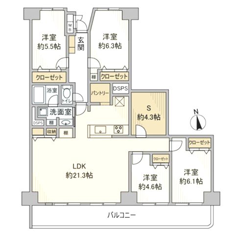 大船第参パークタウンF棟 508号室 間取り