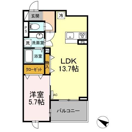 AROMAⅢ 204号室 間取り