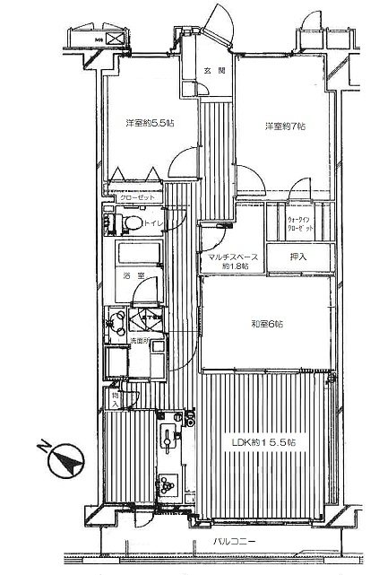 ヴェルレージュ本郷台 405号室 間取り
