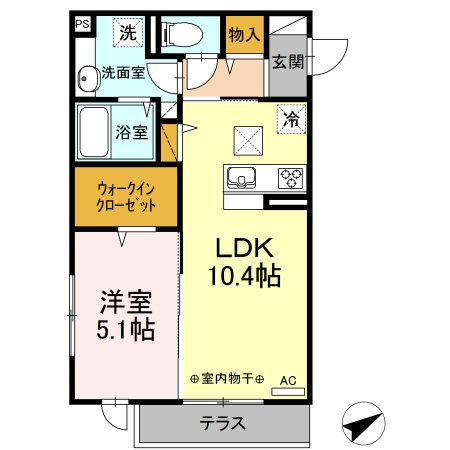 BLESS港南上大岡 B棟107号室 間取り