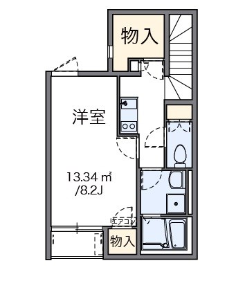 レインボーヒルズ 204号室 間取り