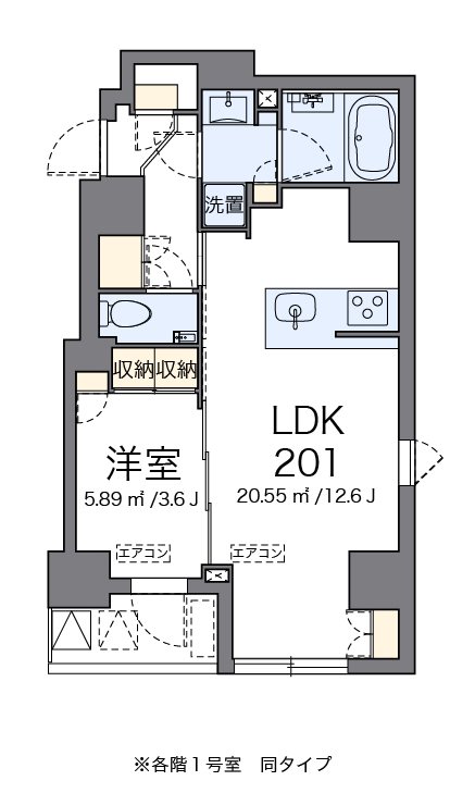 ＬＯＶＩＥ銀座東 201号室 間取り