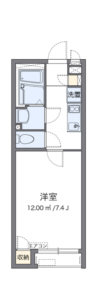 クレイノスヨン 104号室 間取り