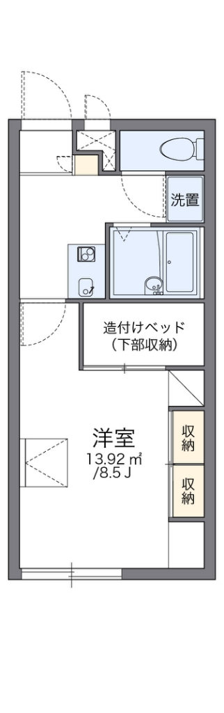 レオパレスエスポワール堀の内 101号室 間取り