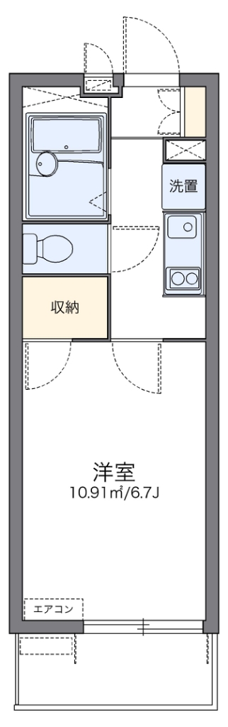 レオパレスひすい 101号室 間取り