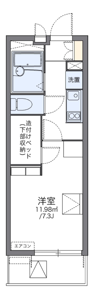 レオパレスリリー 308号室 間取り