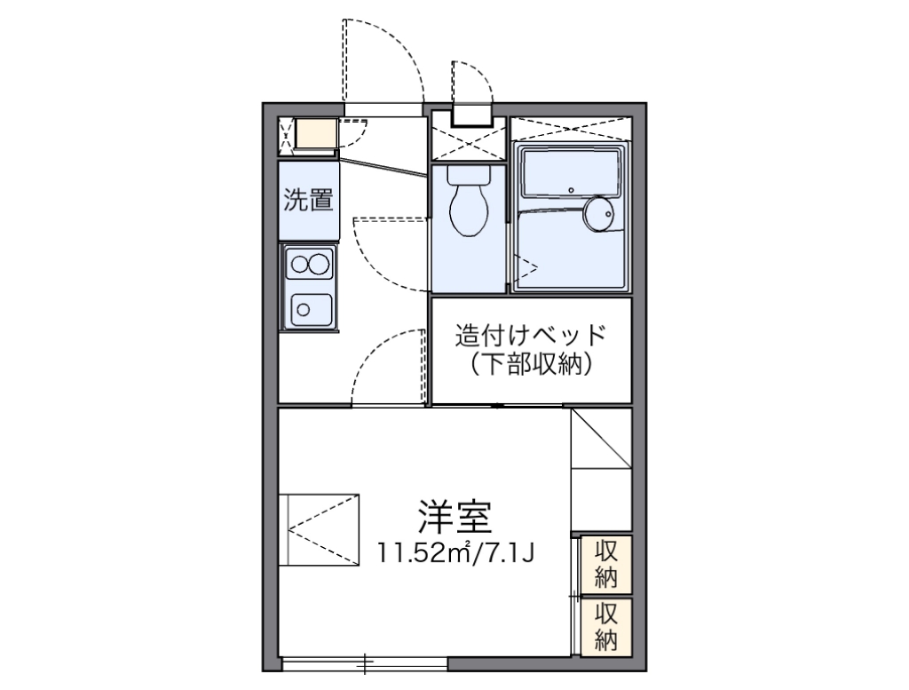 レオパレスアルモワール 102号室 間取り