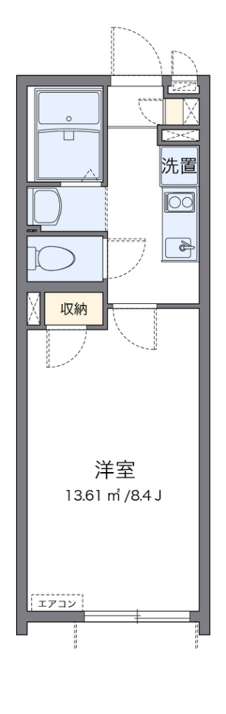 クレイノプラムテラス　粕谷 203号室 間取り