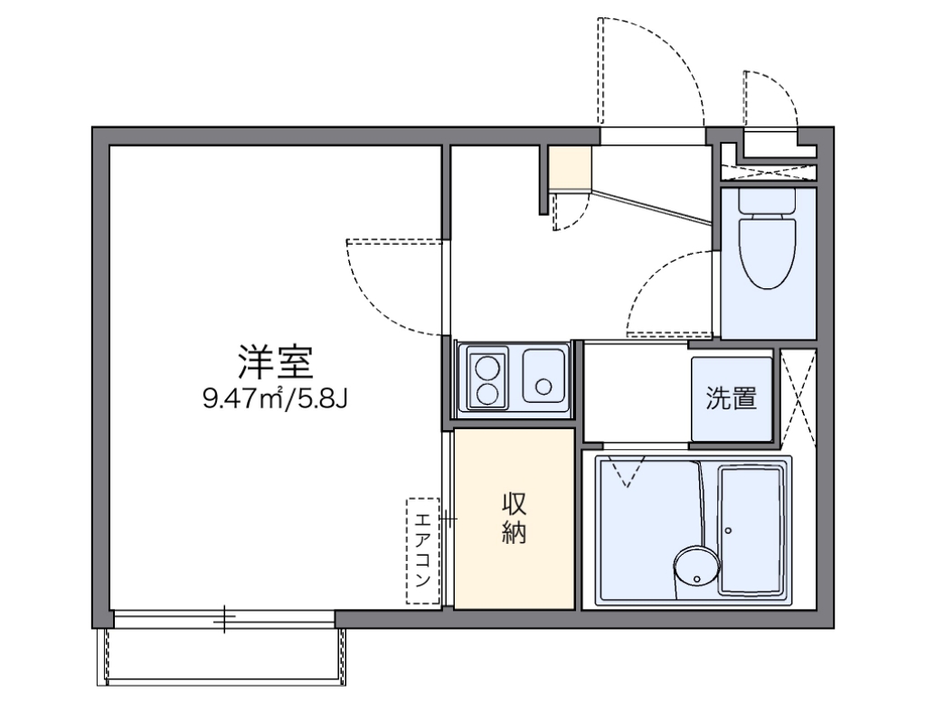 レオパレスサンウィステリア 201号室 間取り