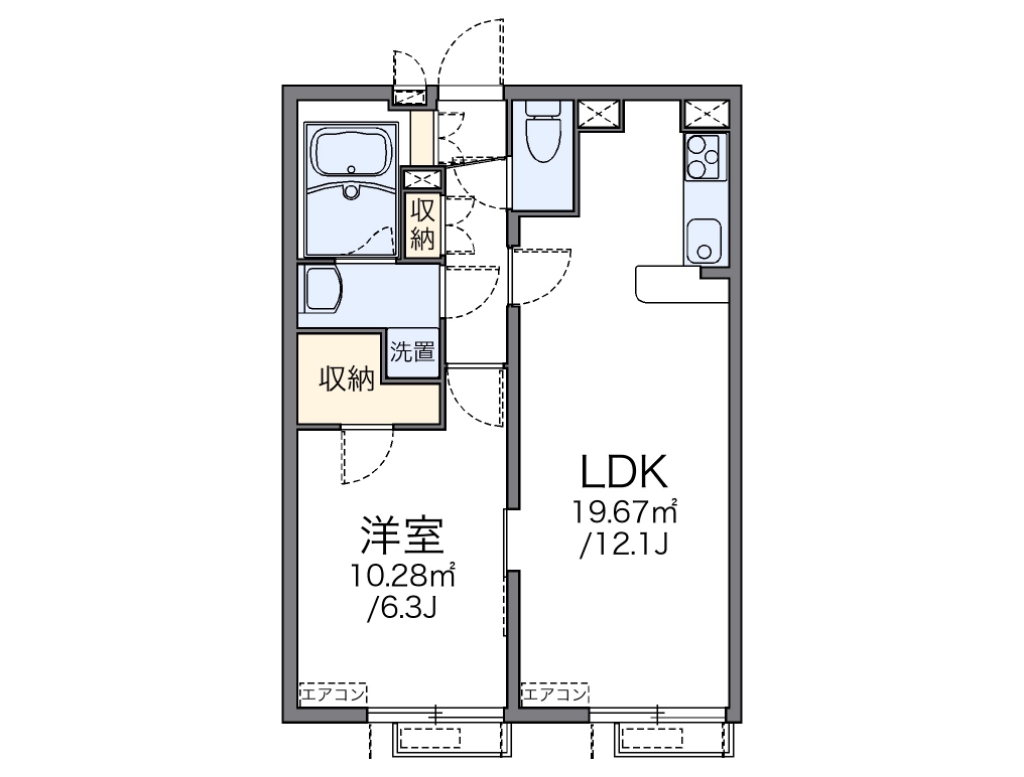 レオパレスホーリー 301号室 間取り