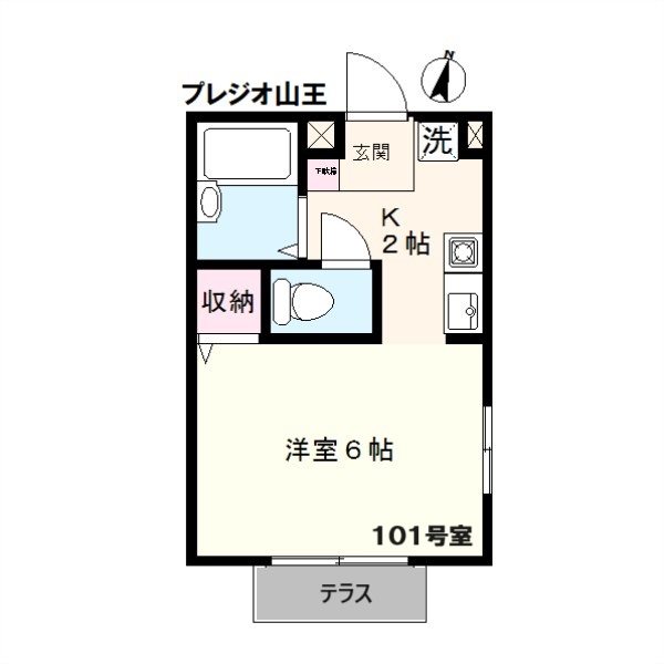 プレジオ山王 １０１号室 間取り