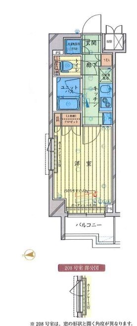 ルーブル羽田萩中 208号室 間取り