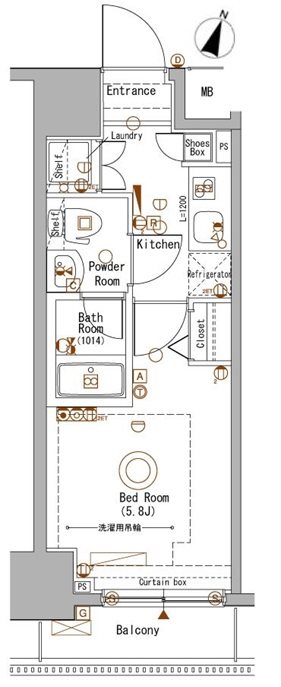 アクサス洗足池 102号室 間取り