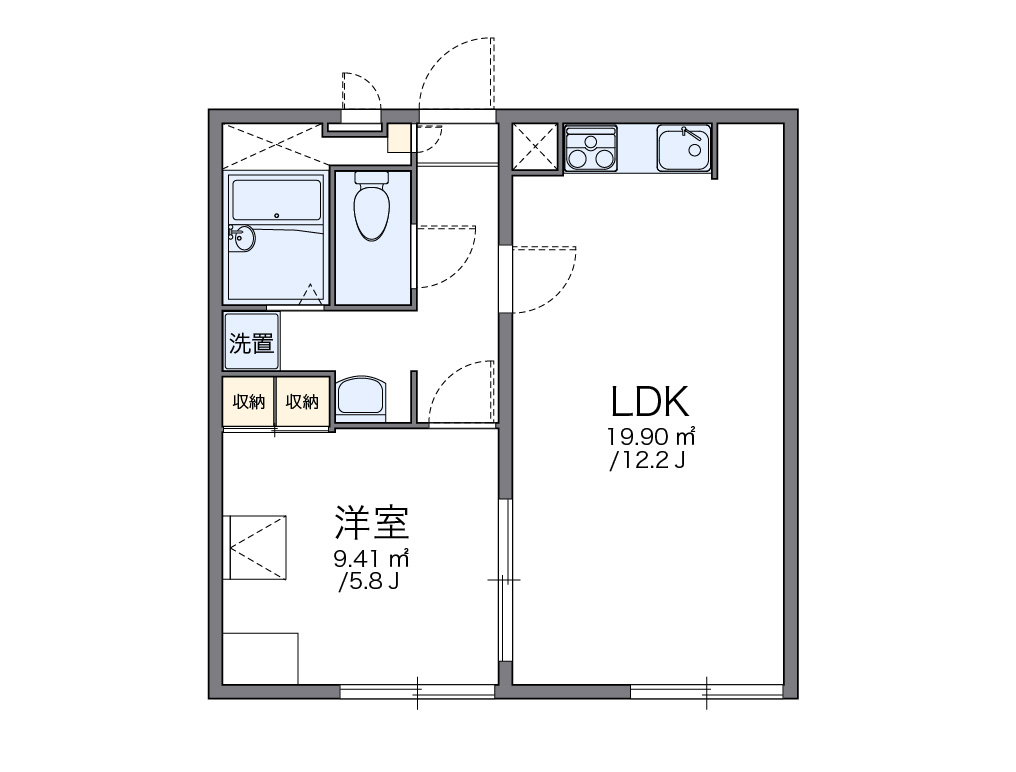 レオパレスワーフ 301号室 間取り