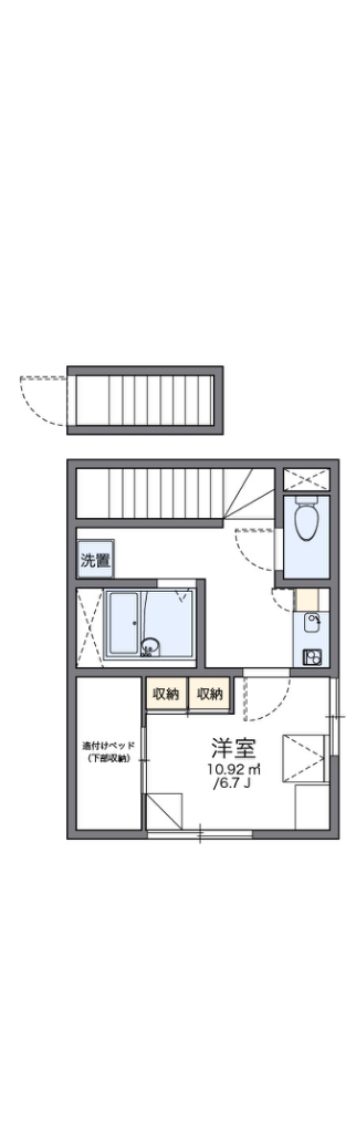 レオパレス琥珀館 201号室 間取り