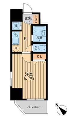 レジディア蒲田Ⅲ 1204号室 間取り