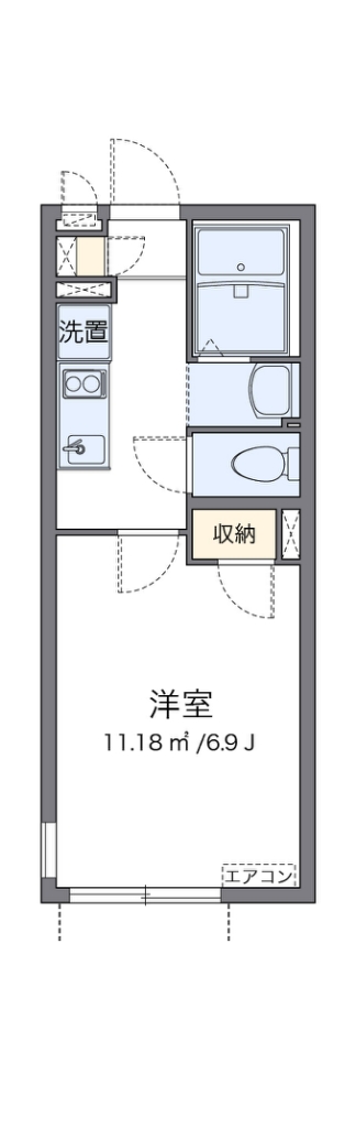 クレイノプチフルール 101号室 間取り