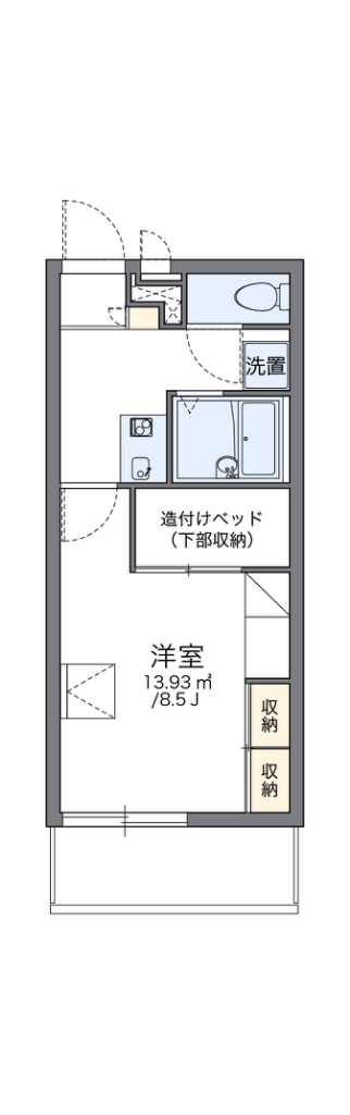 レオパレス日野ＯＧＭⅢ 104号室 間取り