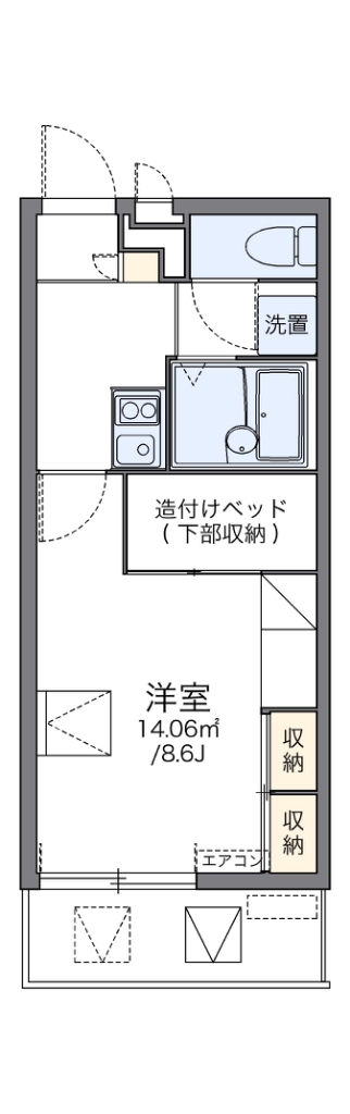 レオパレスアウローラ 206号室 間取り