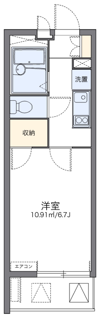 レオパレスオネスト 210号室 間取り