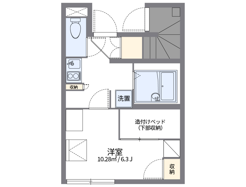 レオパレスセンターウエストⅠ 102号室 間取り