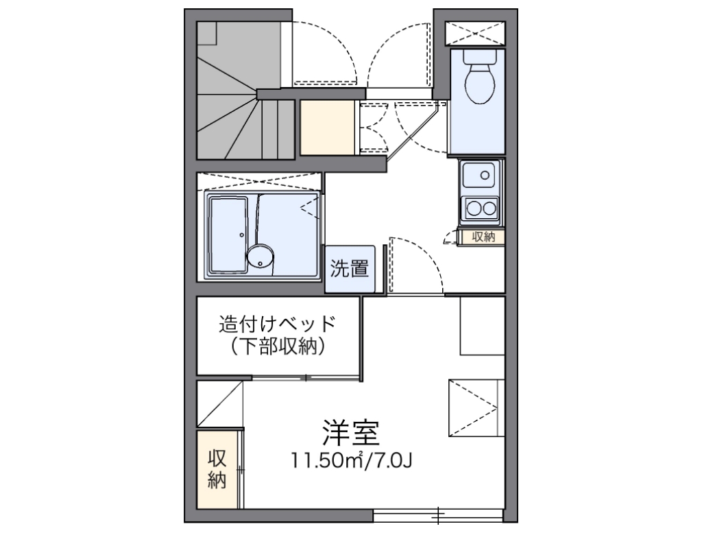 レオパレスフルール 102号室 間取り