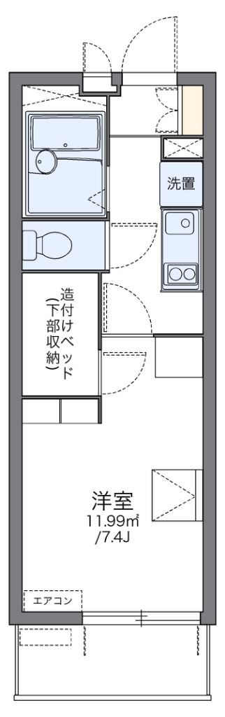 レオパレスレインボーステイツ 102号室 間取り