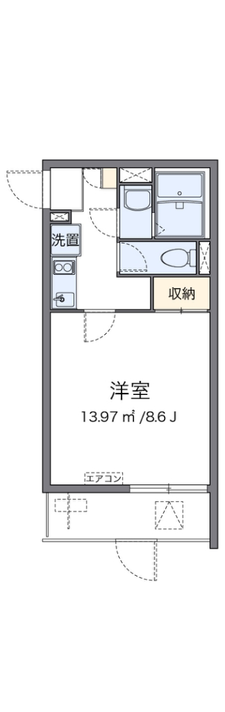 クレイノＳｍａｌｌＲｉｖｅｒⅡ 104号室 間取り