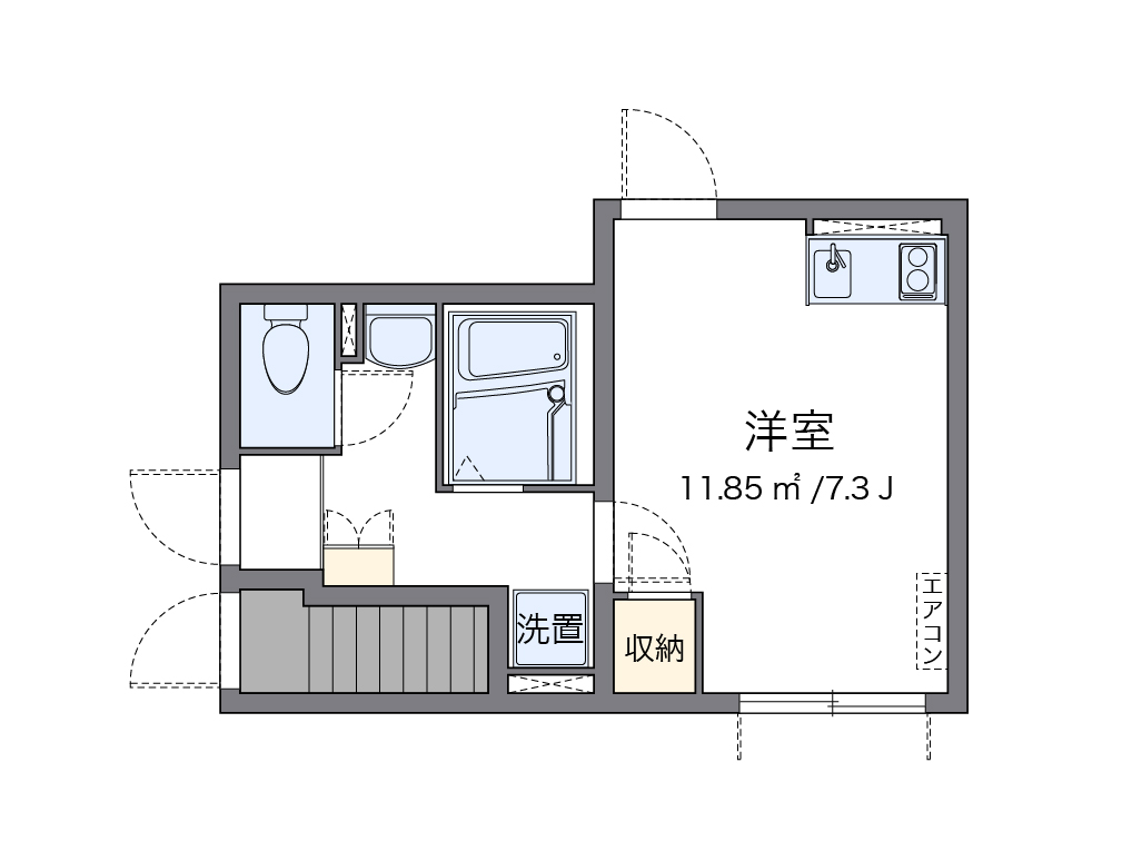 クレイノクレセント 102号室 間取り