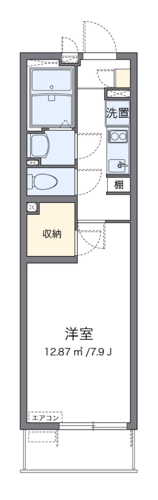 クレイノＷＥＳＴ八潮 104号室 間取り