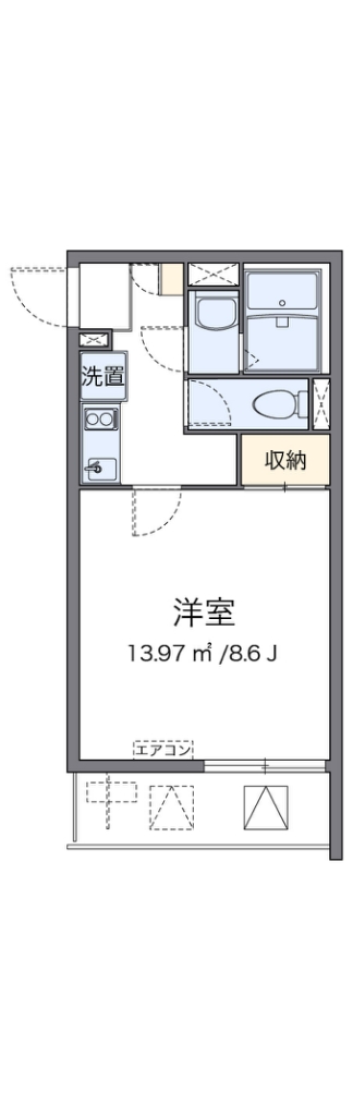 クレイノＳｍａｌｌＲｉｖｅｒⅡ 204号室 間取り