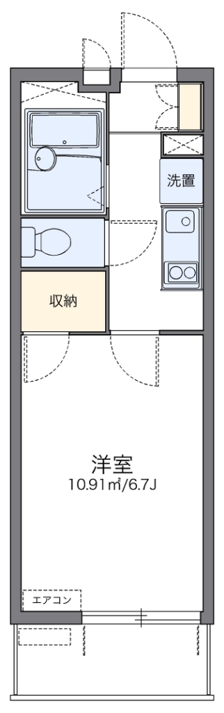 レオパレスパレス中田 102号室 間取り