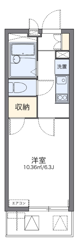 レオパレスカートン 201号室 間取り