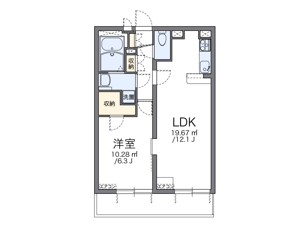 レオパレスリバーサイド西水元Ⅱ 304号室 間取り