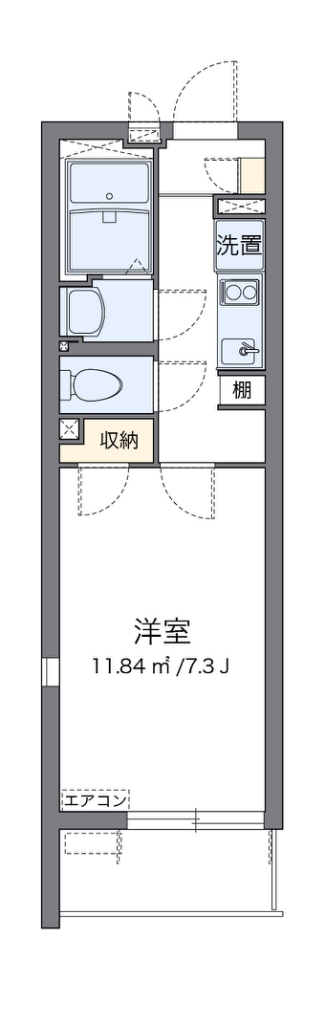 クレイノ陸王 201号室 間取り