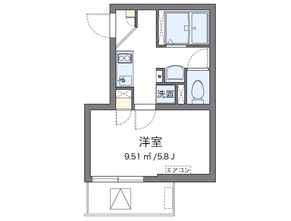 クレイノＫＯＭＯＨＡＮＡ 301号室 間取り