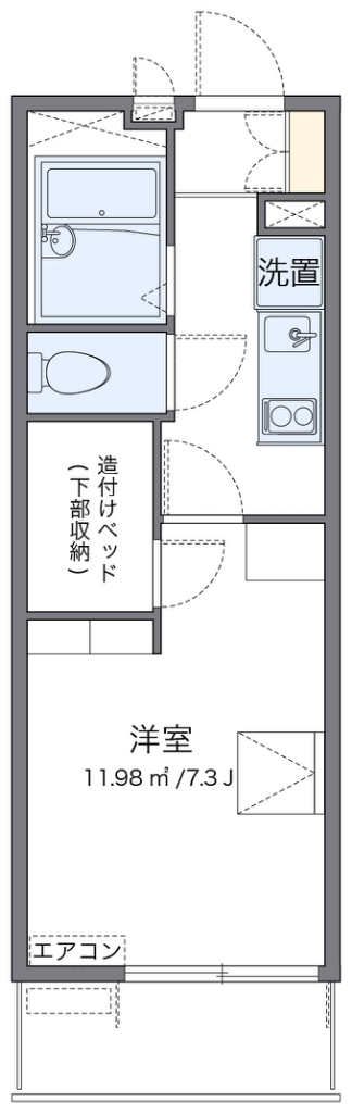レオパレストレ 206号室 間取り
