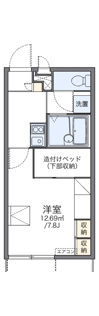 レオパレスグランドヒルズ 106号室 間取り