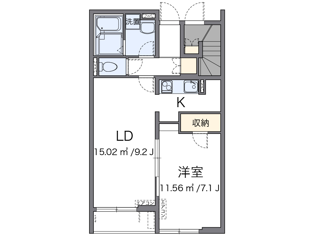クレイノクオーレ狭山 102号室 間取り