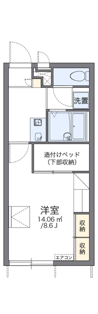 レオパレスイーハートーブ 107号室 間取り