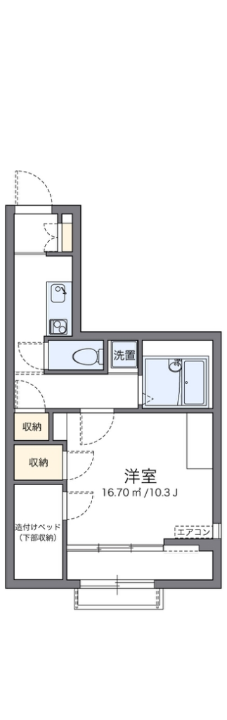 レオパレスおおどり 201号室 間取り
