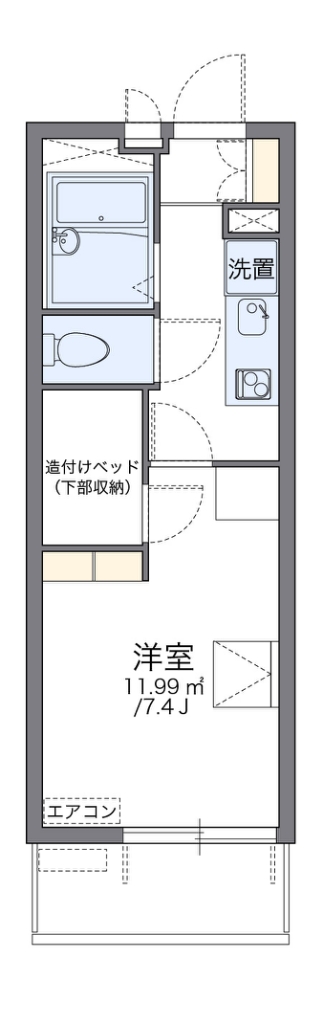 レオパレスアストライア 304号室 間取り