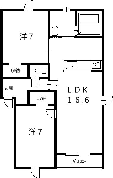 仮称）西16南6アパート 間取り