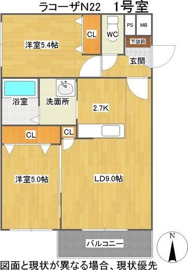 La Causa N22(ラコーザN22) 間取り