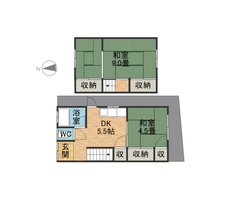 山手町２戸１貸家 間取り